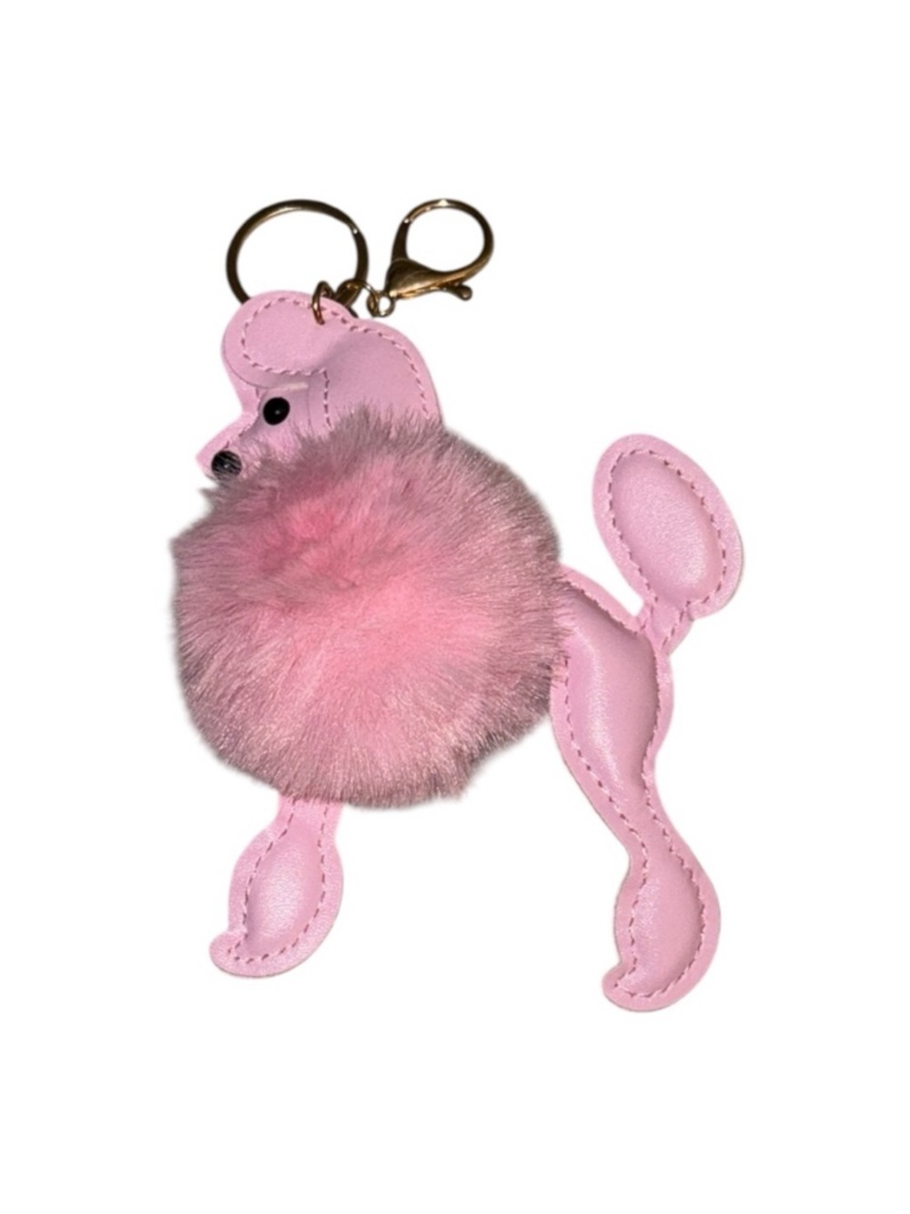 Pink Poodle Pom Pom Keychain Bag Charm
